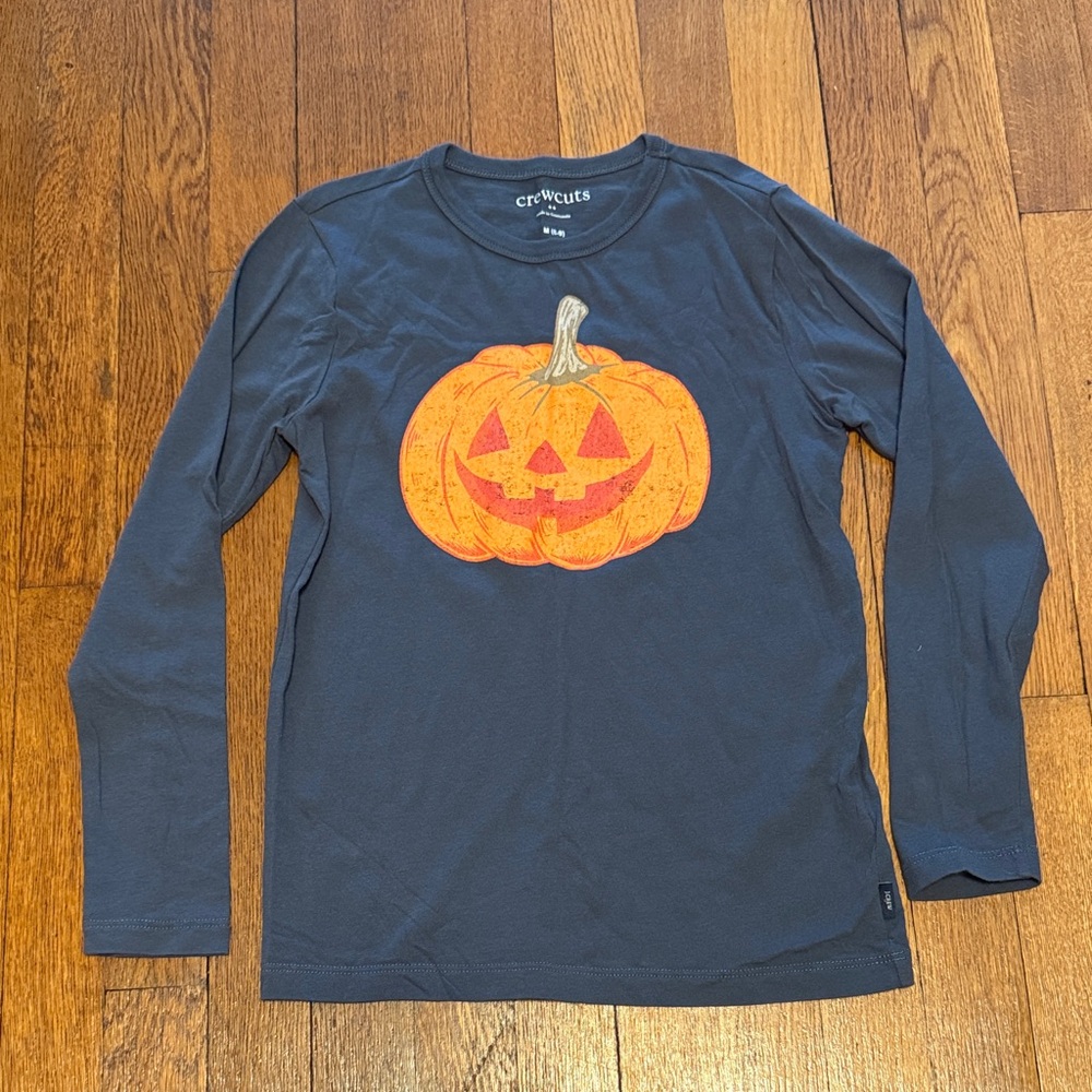 J. Crew Crewcuts Boys Halloween Pumpkin Shirt Size M 8/9